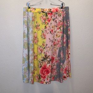 Lily by Firmiana colorful floral stretchy Woman’s 4XL skirt Midi Tie